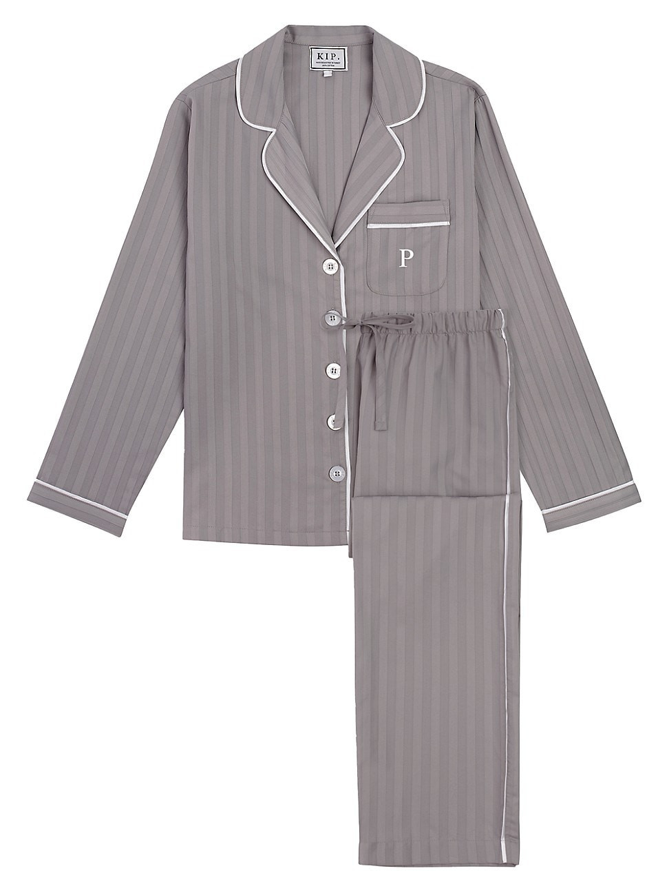 Women's Monogrammed Premium Cotton Collection Pajama Set - Initial P - Size Large | Saks Fifth Avenue