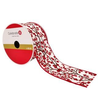 2.5" Faux Linen Wired Mistletoe Berry Ribbon by Celebrate It™ Christmas | Michaels Stores