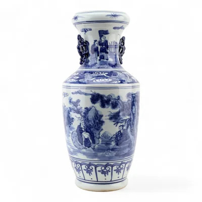 Blue and White Tall Vase with Handles | Wayfair North America