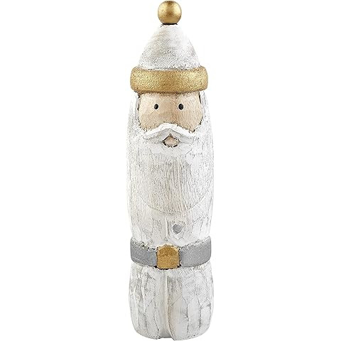 Mud Pie Wooden Carved Santa Sitter, Gold, Tall, 14 1/2" x 3 1/2" | Amazon (US)