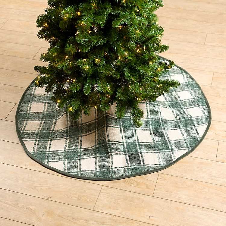 New! Green and Tan Plaid Christmas Tree Skirt | Kirkland's Home