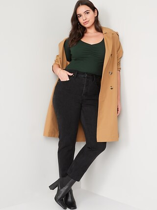 Long-Sleeve Cinched-Front Rib-Knit T-Shirt for Women | Old Navy (US)