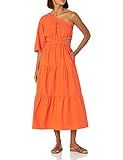 The Drop Women's April One Shoulder Cut-Out Tiered Midi Dress, Fire Orange, 4X, Plus Size | Amazon (US)