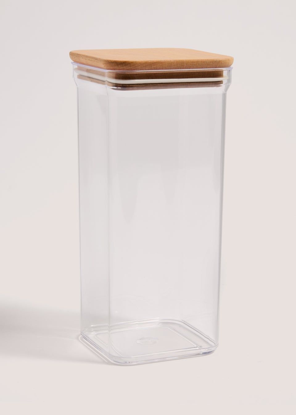 Clear Plastic Food Storage with Wooden Lid (22cm x 9cm) | Matalan (UK)