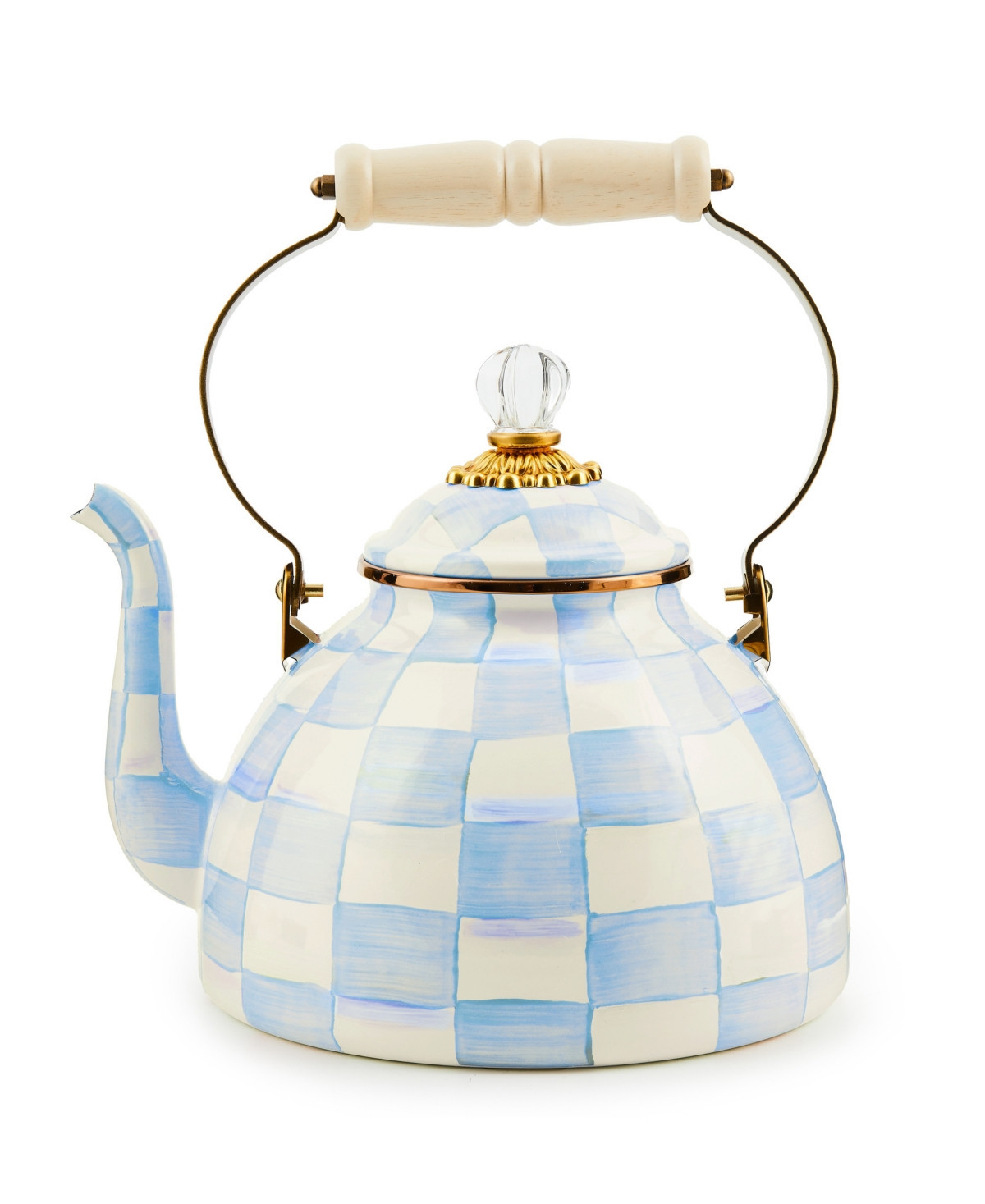 MacKenzie-Childs Check 3-Quart Tea Kettle - Sky Blue | Macy's