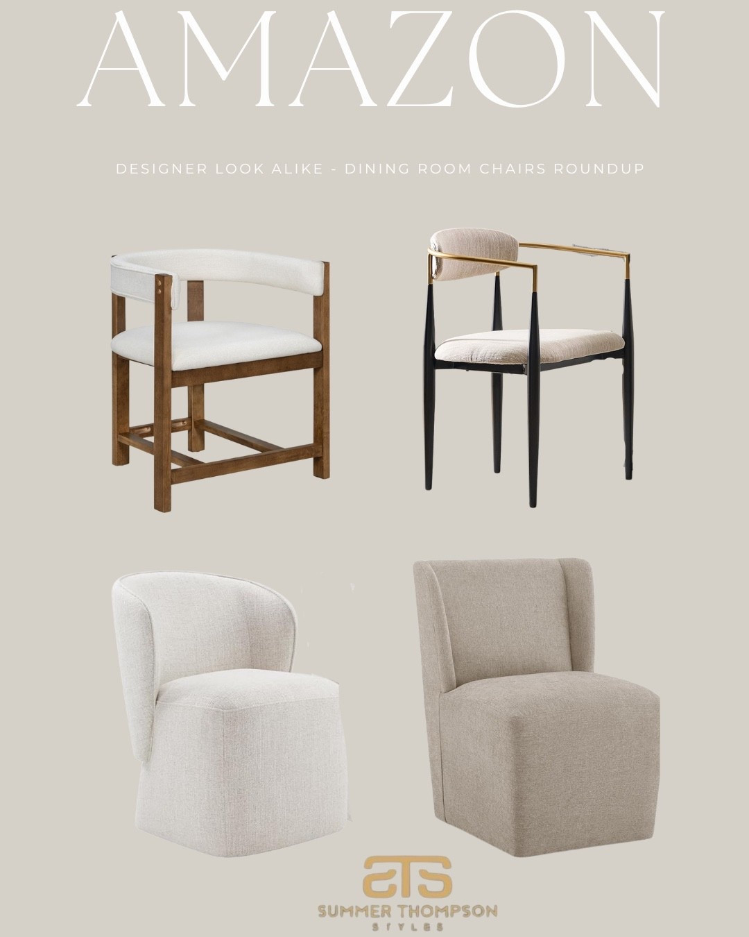 Designer style, without the splurge 🪑✨ Rounded up my favorite Amazon dining chairs that give high-end looks for less. Perfect for elevating your dining space on a budget!

#AmazonDiningChairs
#DiningRoomDecor
#DesignerChairDupes
#AffordableHomeFinds
#ModernDiningRoom
#NeutralHomeStyle
#AmazonHomeFavorites
#DiningRoomInspo
#InteriorStyleOnABudget
#SummerThompsonStyles

#LTKStyleTip #LTKU #LTKHome