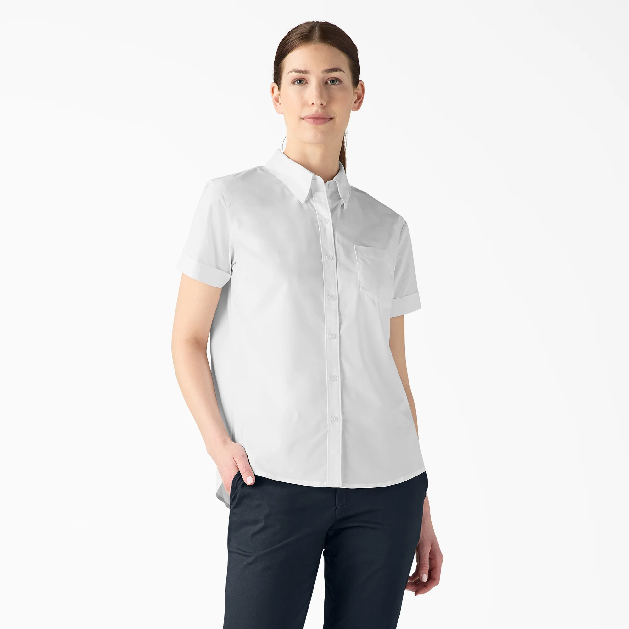 Dickies Women's Button-Up Shirt in White size Medium | Dickies