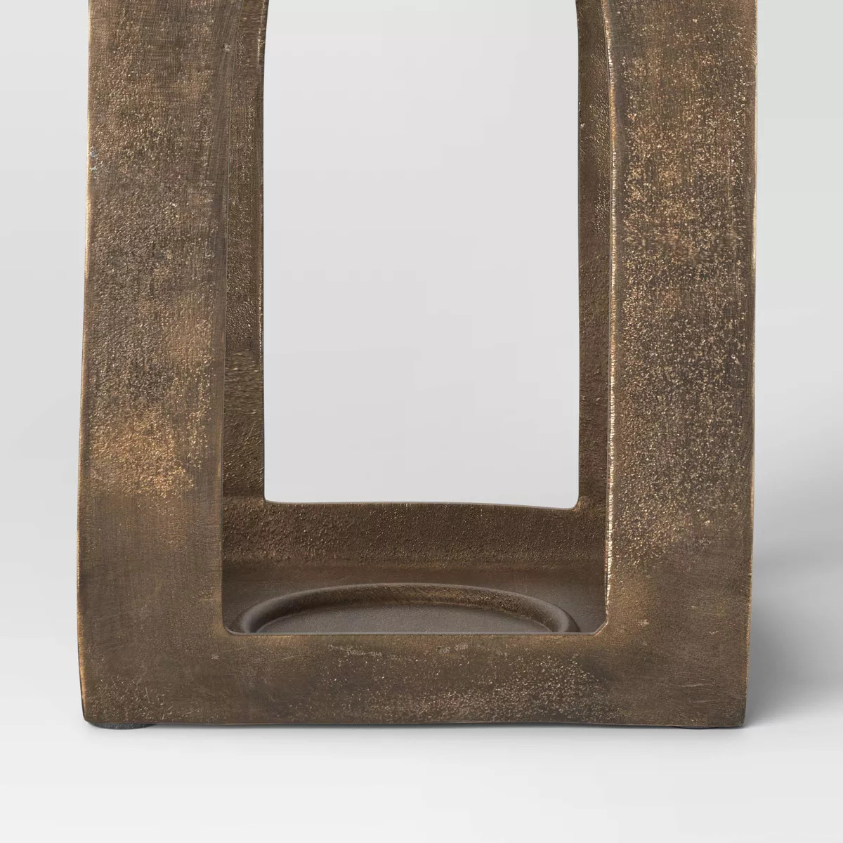 13"x7.5" Pillar Cast Aluminum Lantern Candle Holder Gold - Threshold™ | Target