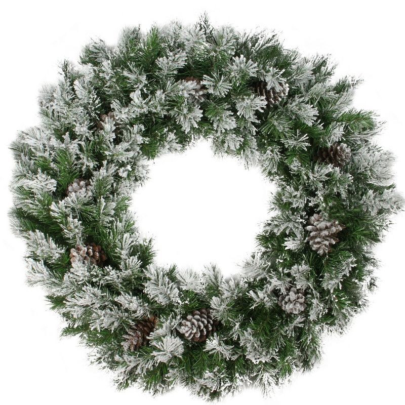 Northlight 36" Unlit Flocked Angel Pine with Pine Cones Artificial Christmas Wreath | Target