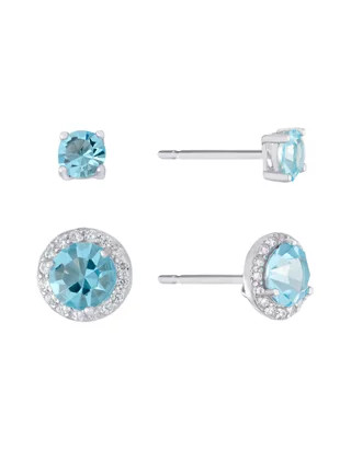 Sterling Silver Fine Crystal Duo Stud Boxed 2-Earring Set | Belk