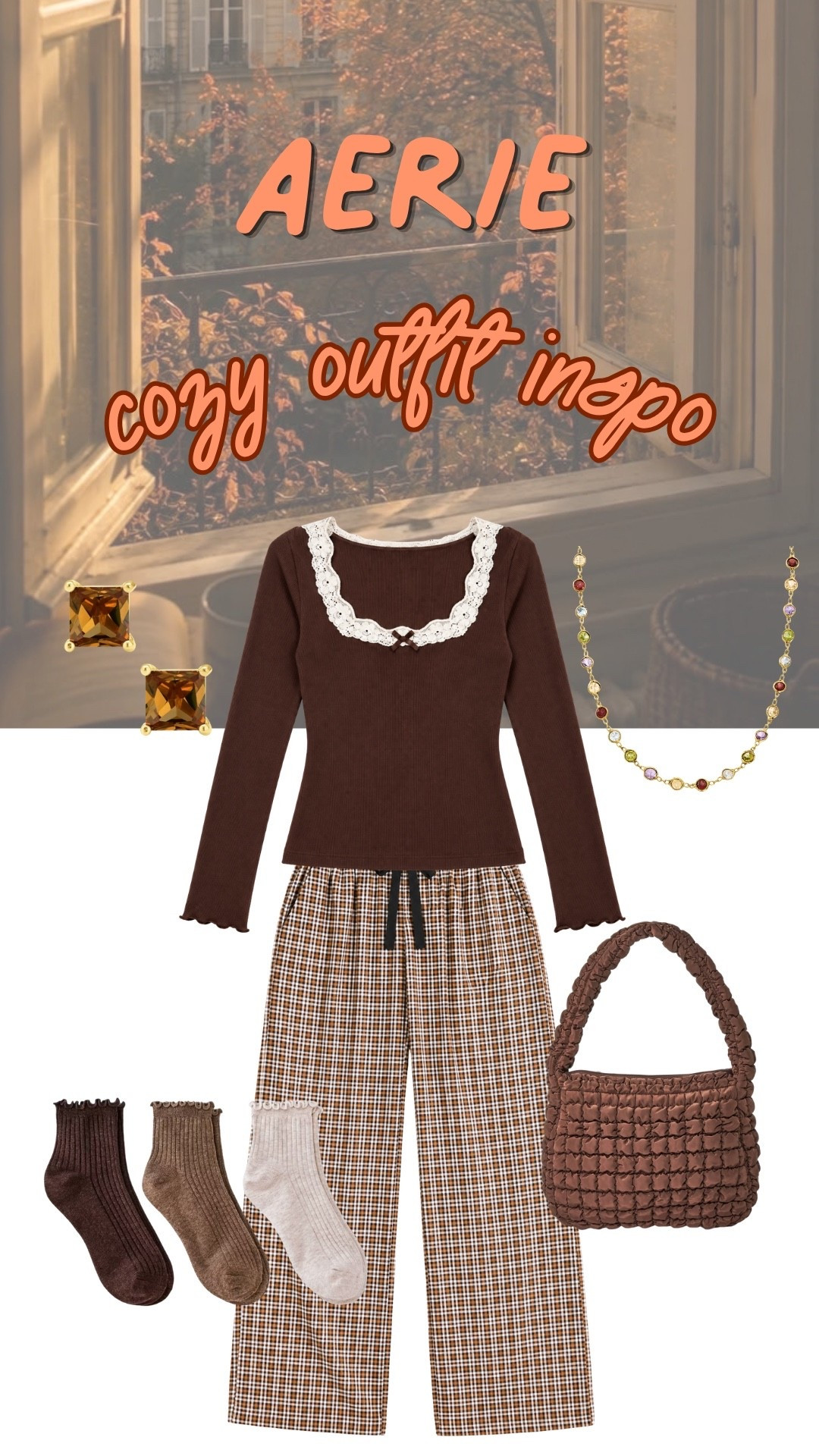 This Aerie cozy outfit is perfect for those cooler fall days when we want to stay comfortable but still look cute. The brown top, plaid pants, and warm-toned accessories make this such a fun fall combination.

#LTKSeasonal #LTKdayinmylife #LTKgrwm