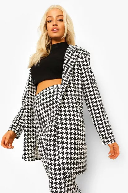 Dogtooth Check Fitted Blazer | Boohoo.com (US & CA)