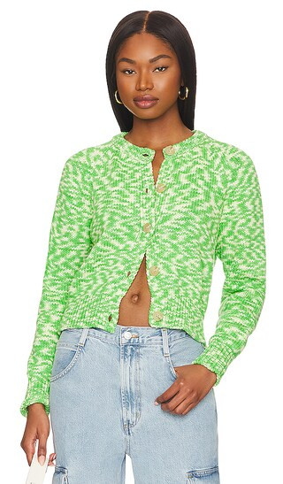 Printed Cotton Rope Crewneck Cardigan in Green Printed Cord | Revolve Clothing (Global)