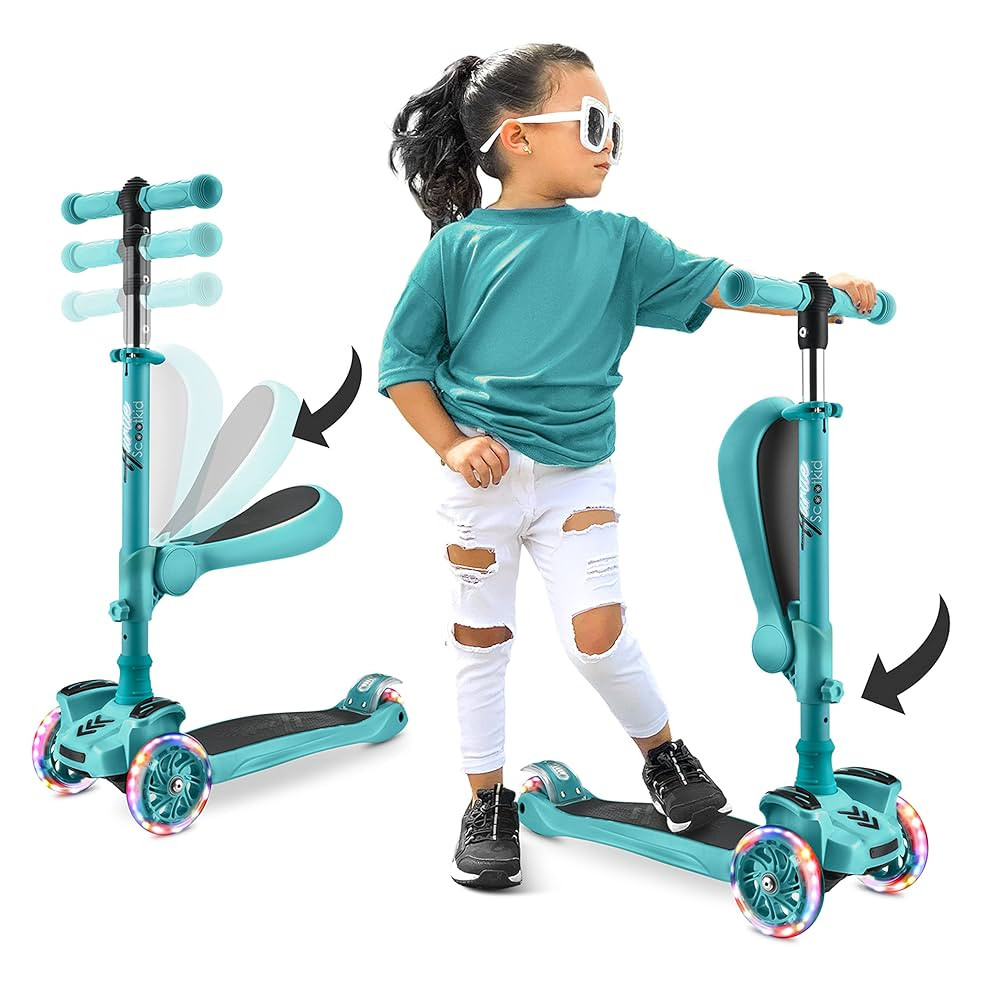 Hurtle 3-Wheeled Scooter for Kids - Wheel LED Lights, Adjustable Lean-to-Steer Handlebar, and Fol... | Amazon (US)