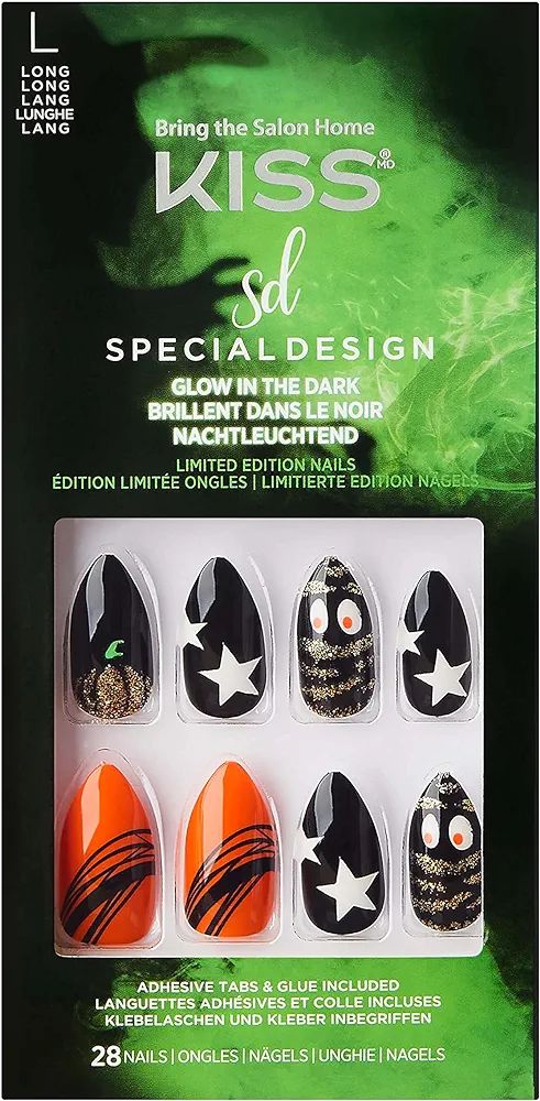 Kiss Halloween Special Design Nails - Crazy Train, Long Length, Stiletto Shape, 28 Fake Nails | Amazon (US)