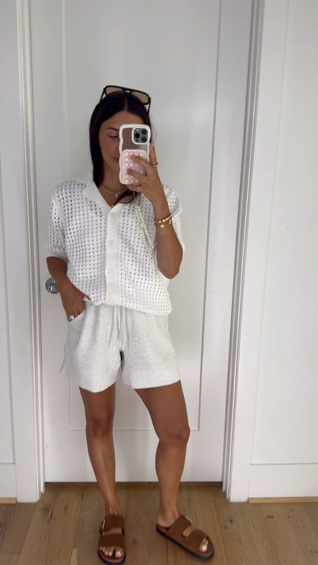 Top: small
Shorts: medium 

Comfy but elevated pieces! 