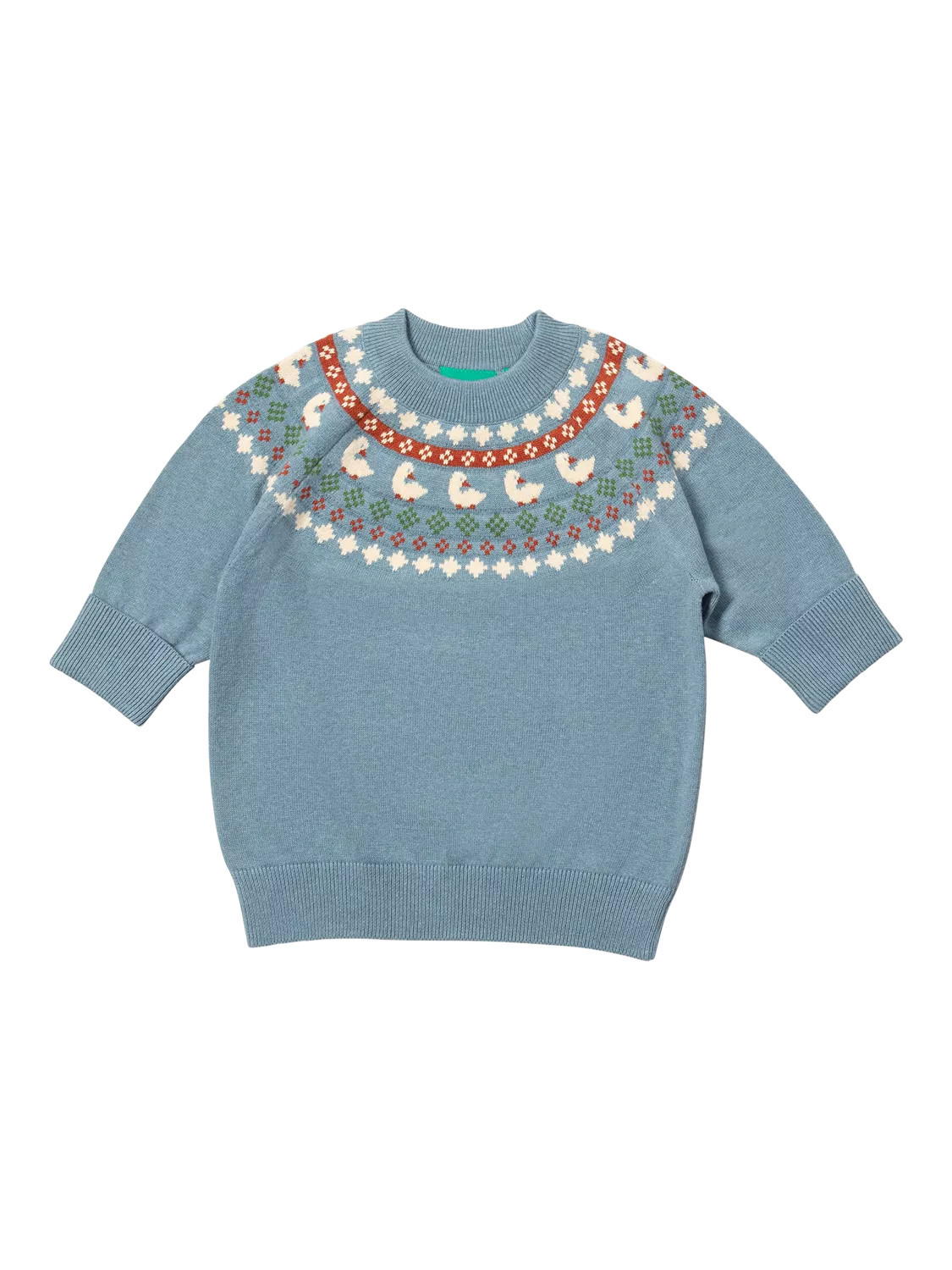 Little Green Radicals Kids' Cotton Fair Isle Duck Jumper, Blue | John Lewis (UK)
