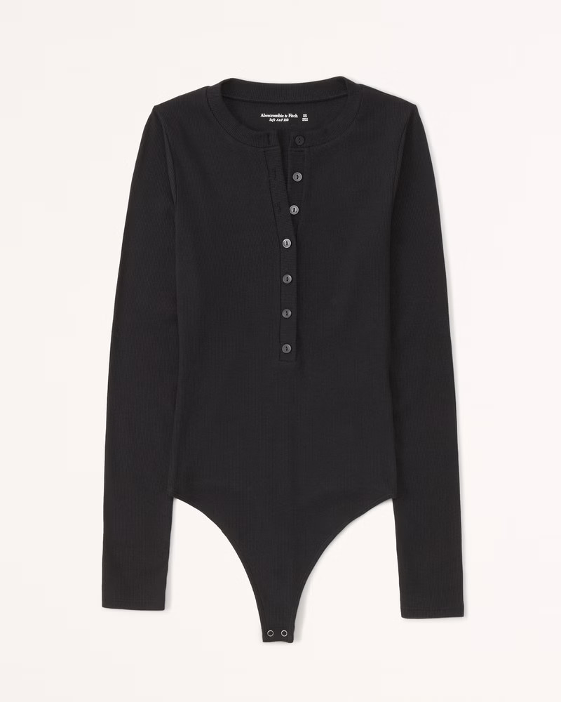 Women's Long-Sleeve Ribbed Henley Bodysuit | Women's | Abercrombie.com | Abercrombie & Fitch (US)