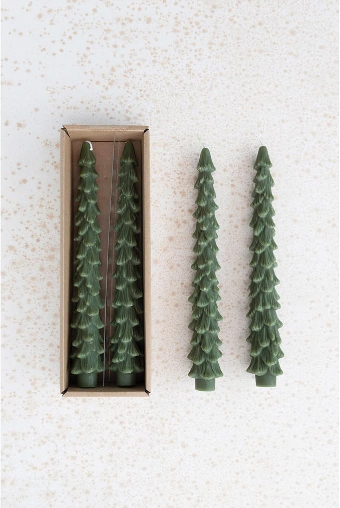 10" Green Tree Taper Candles | Eco Chic Home