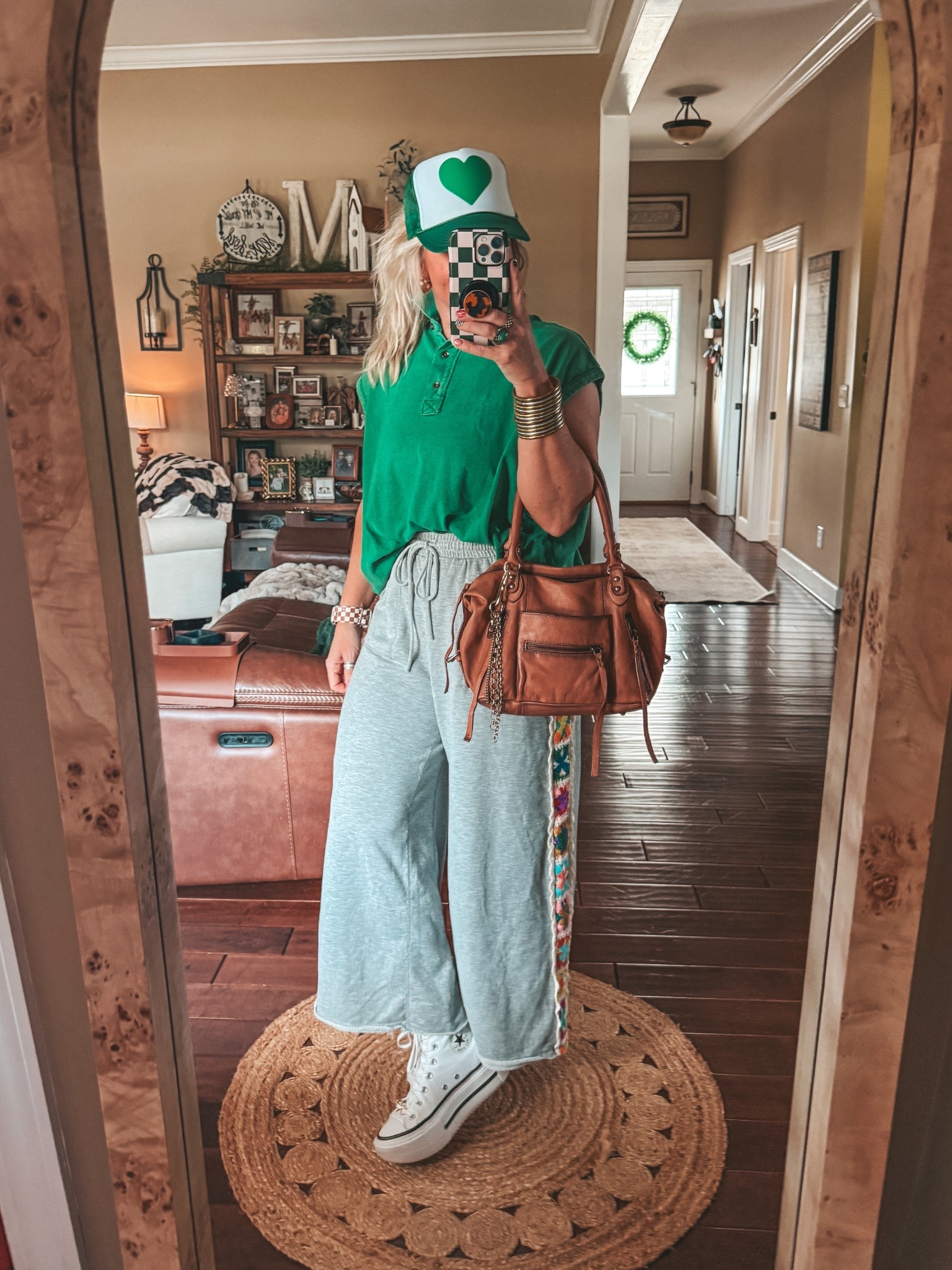 Polo sized down to a small 
Pants M
Converse I size down 

#LTKgrwm #LTKOver40 #LTKootd