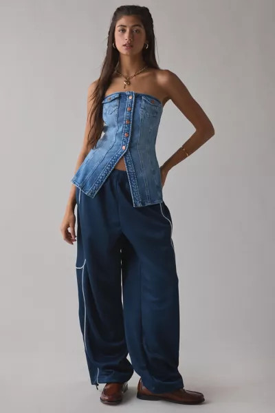 Wrangler Denim Bustier Button-Front Strapless Top | Urban Outfitters (US and RoW)