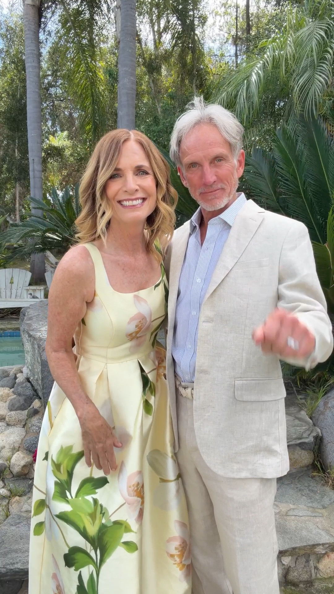 Feeling like a princess in the butter yellow wedding guest dress! Love that it has pockets!!! 

My hubby is wearing a linen suit, @jcrew  striped blue shirt and All Saints dress sneakers. 

#LTKOver40 #LTKootd #LTKWedding