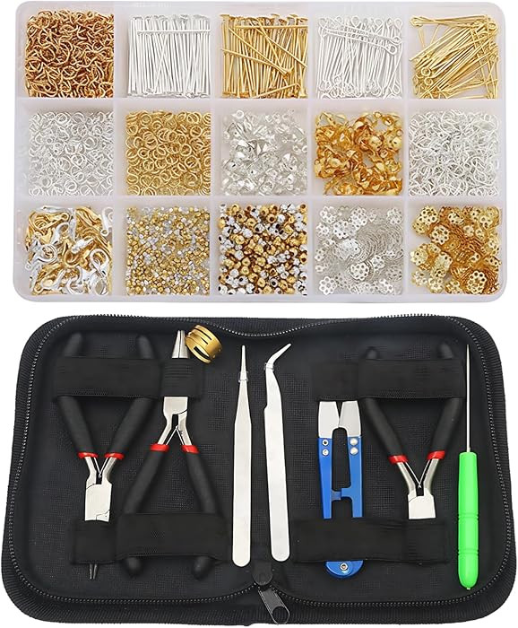 1268 Pcs Jewelry Making Kit For Adults, Diy Earring Necklace Bracelet Supplies, Gold Silver Beads... | Amazon (US)