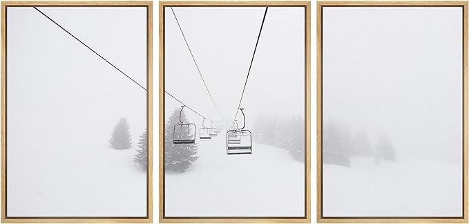 Amazon.com: wall26 Framed Canvas Print Wall Art Set Ski Lift on Snowy Winter Mountain Nature Wild... | Amazon (US)