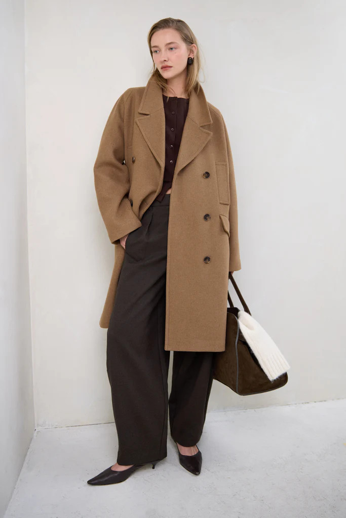 OVERSIZED WOOL-BLEND DOUBLE-BREASTED COAT | OAK + FORT
