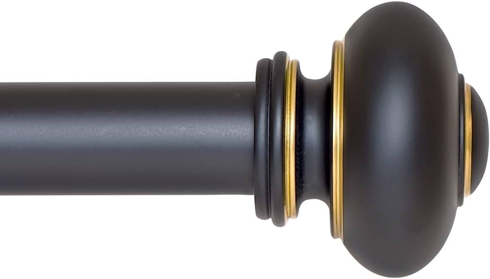 Ivilon Drapery Window Curtain Rod - Knob Design, 1 Inch Rod, 72 to 144 Inch. Antique Black | Amazon (US)
