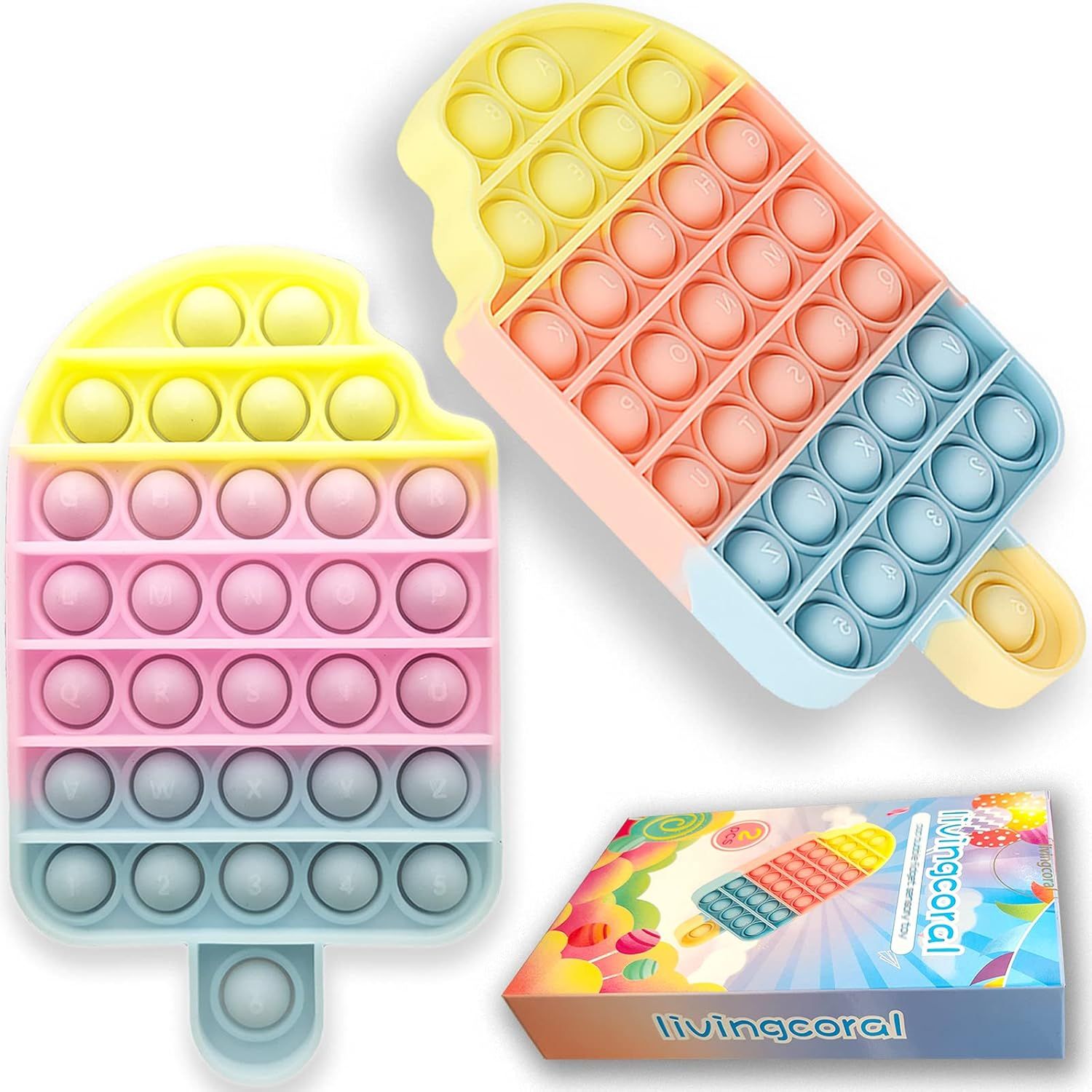 livingcoral Fidget Toys 2 Pack, Pop Bubble Fidget Sensory Toy, Push Fidget Toy Set for Kids, Flor... | Amazon (US)