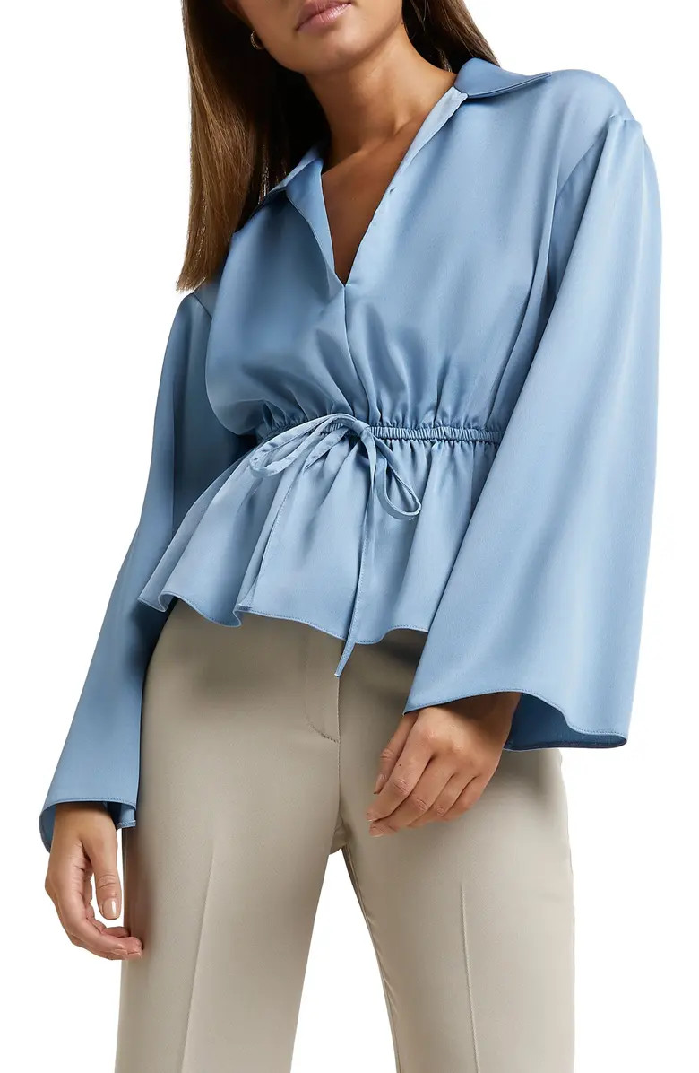 River Island Drawstring Satin Shirt | Nordstrom | Nordstrom