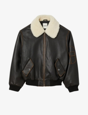 Shearling-collar leather jacket | Selfridges