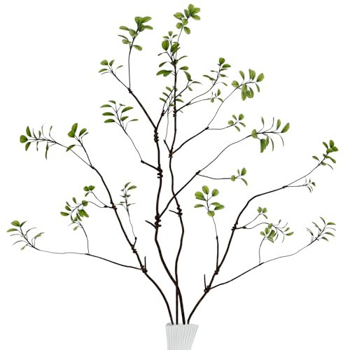 Faux Greenery Stems Branches for Vases, 4 Pcs Realistic Ficus Branches Fake Eucalyptus Stems, Twig-Style Fake Plants for Vase Fillers, Centerpieces, and Home Decor | Amazon (US)