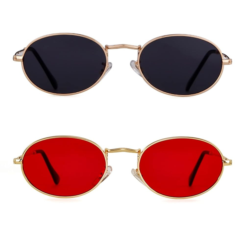 GIFIORE Oval Sunglasses Vintage Retro 90s Sunglasses Trendy Designer Glasses for Women Men | Amazon (US)