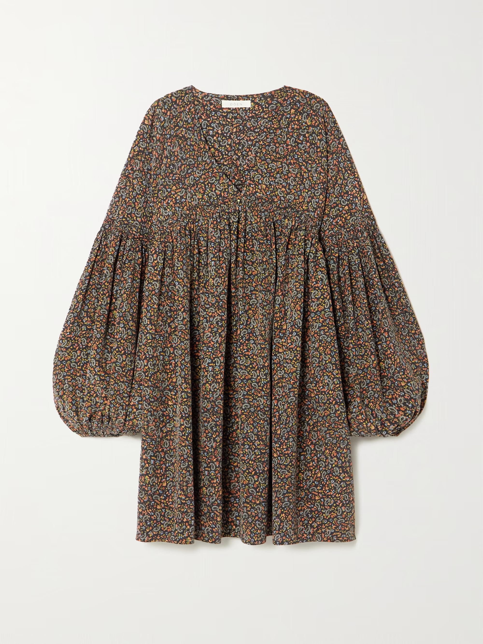 Black Pietra paisley-print silk crepe de chine mini dress | DÔEN | NET-A-PORTER | NET-A-PORTER (US)