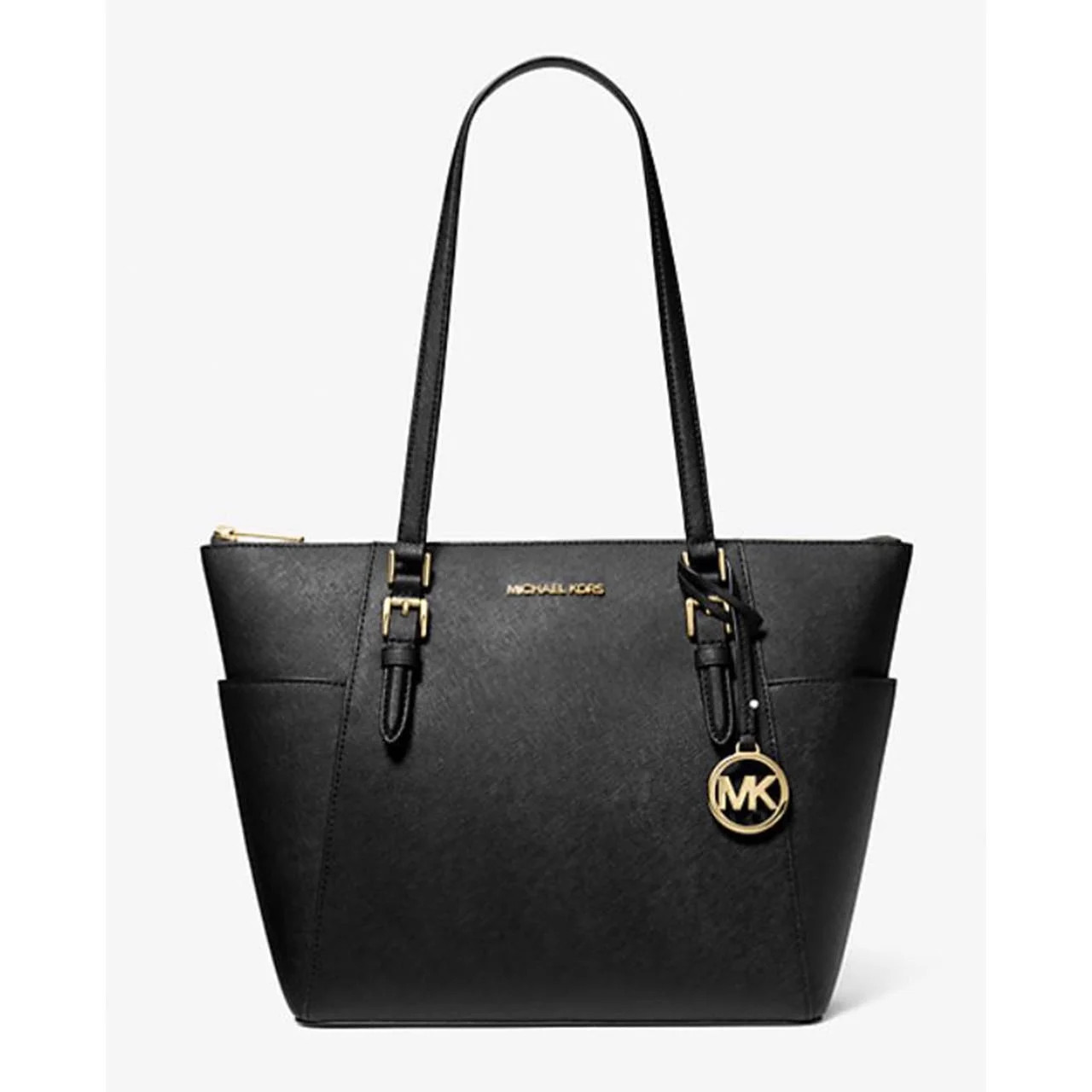 Michael Kors Women Lady Large Leather Shoulder Tote Handbag Purse Bag Black Gold | Walmart (US)