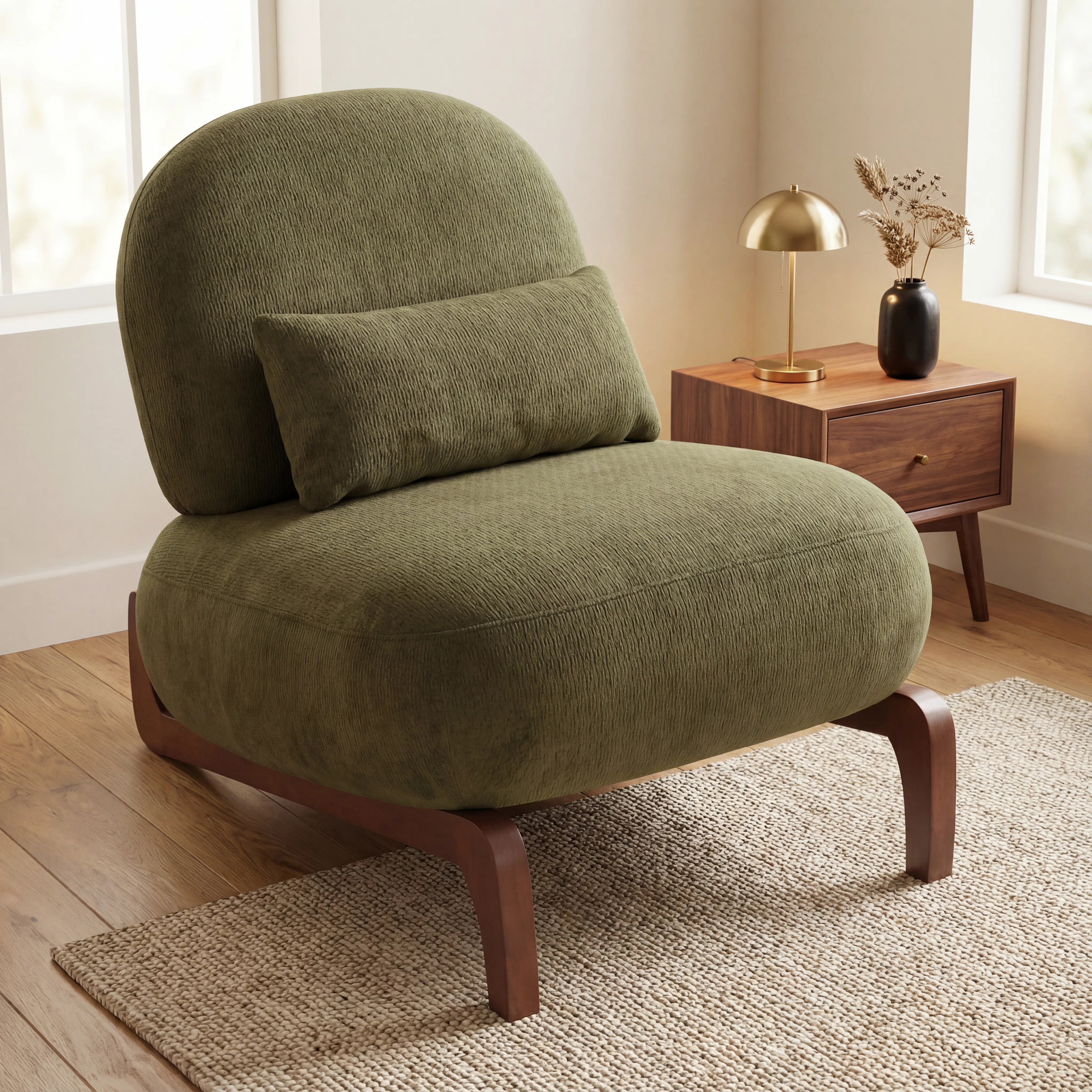 Mid-Century Modern Lounge Chair With Sled Base | Wayfair North America