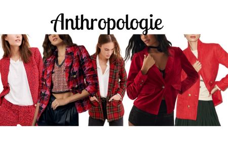 Red blazer, Christmas outfit, holiday outfit, Anthropologie sale 