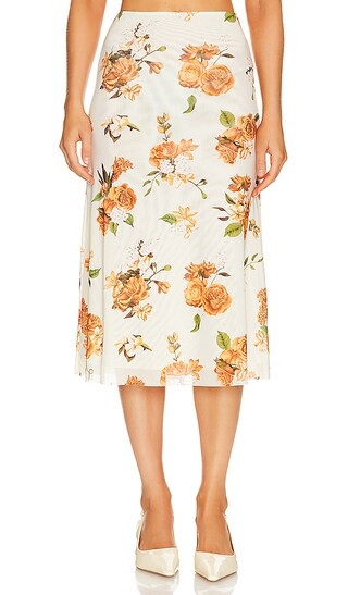 Mesh Midi Skirt in Ivory Multi | Revolve Clothing (Global)
