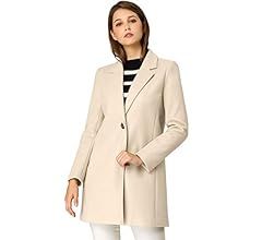 Allegra K Women's Classic Notched Lapel Long Sleeve Buttoned Long Coat | Amazon (US)