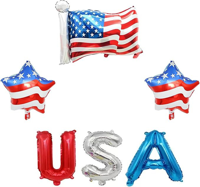 Party in The USA 4th of July Balloons Red White Blue Decorations with American Flag USA Patriotic... | Amazon (US)