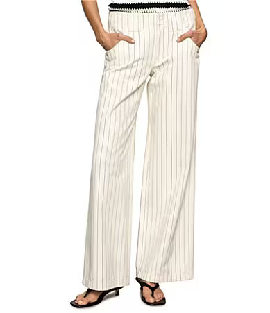 Sanctuary Arden Pinstripe Cotton Twill Wide Leg Pants - 31 | Dillard's