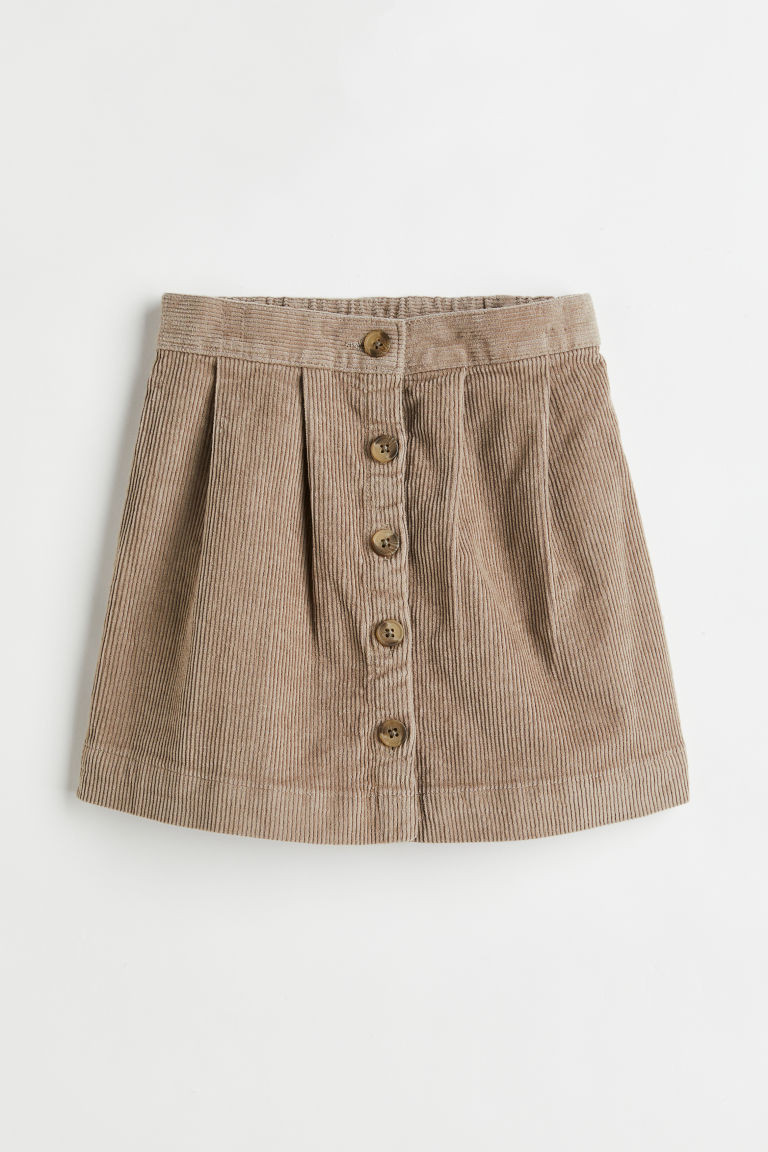 H & M - Cotton Corduroy Skirt - Brown | H&M (US + CA)