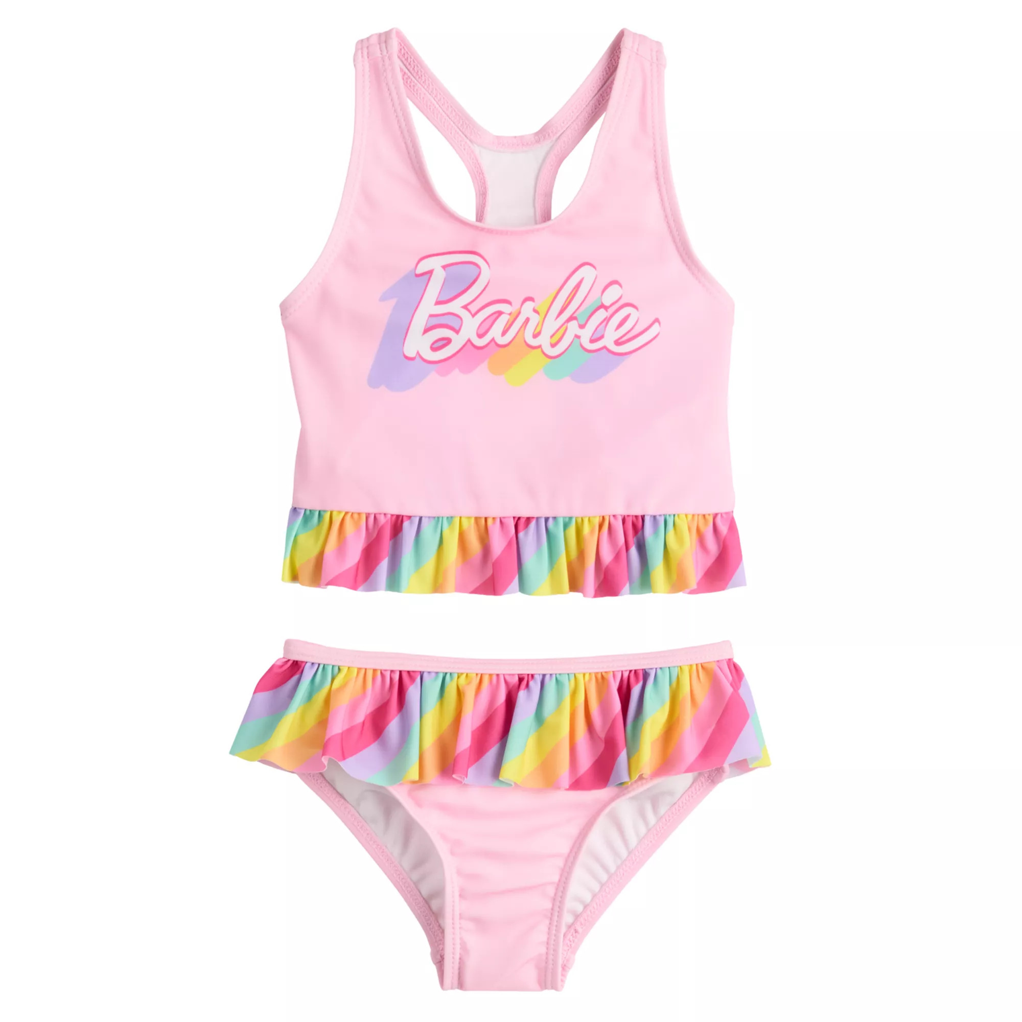 Baby & Toddler Girl Dreamwave Barbie® UPF 50+ Ruffle Tankini Set | Kohl's