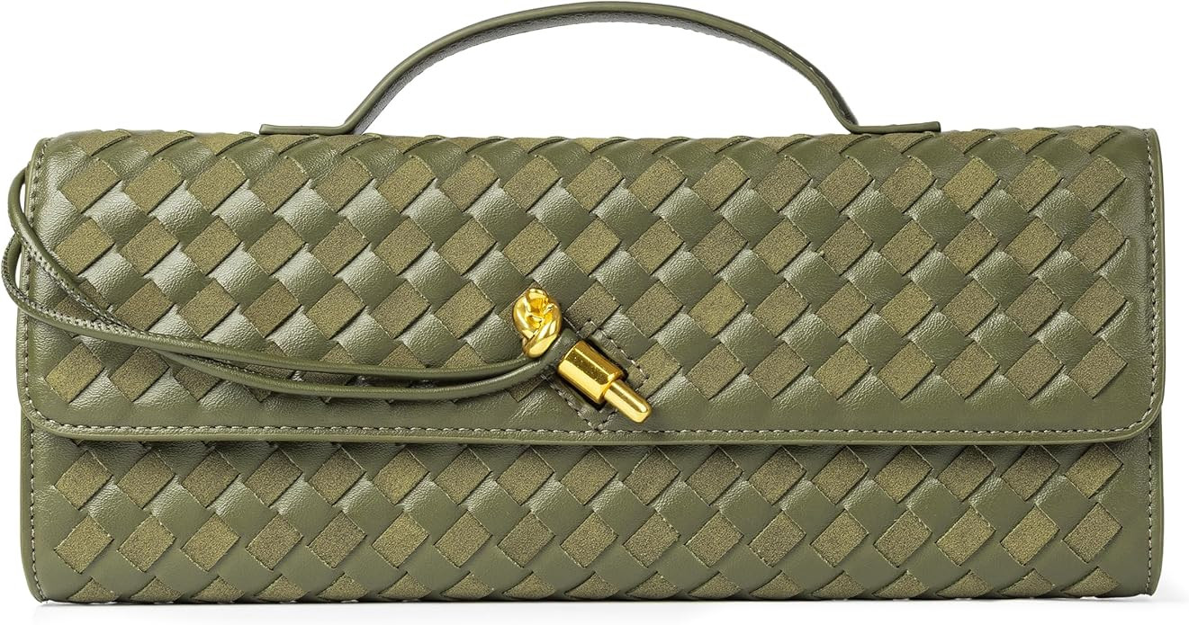 Joryin Woven Purse for Women Evening Clutch Woven Leather & Suede Handbags Crossbody Bag Suede Pu... | Amazon (US)