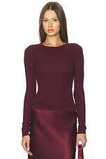 Enza Costa Silk Rib Essential Crew in Carmine from Revolve.com | Revolve Clothing (Global)