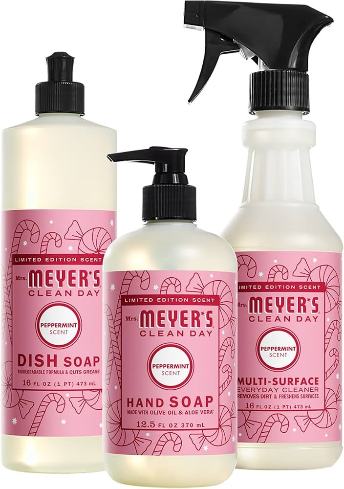 Mrs. Meyer's Kitchen Set, Dish Soap, Hand Soap, and Multi-Surface Cleaner, 3 CT (Peppermint) | Amazon (US)