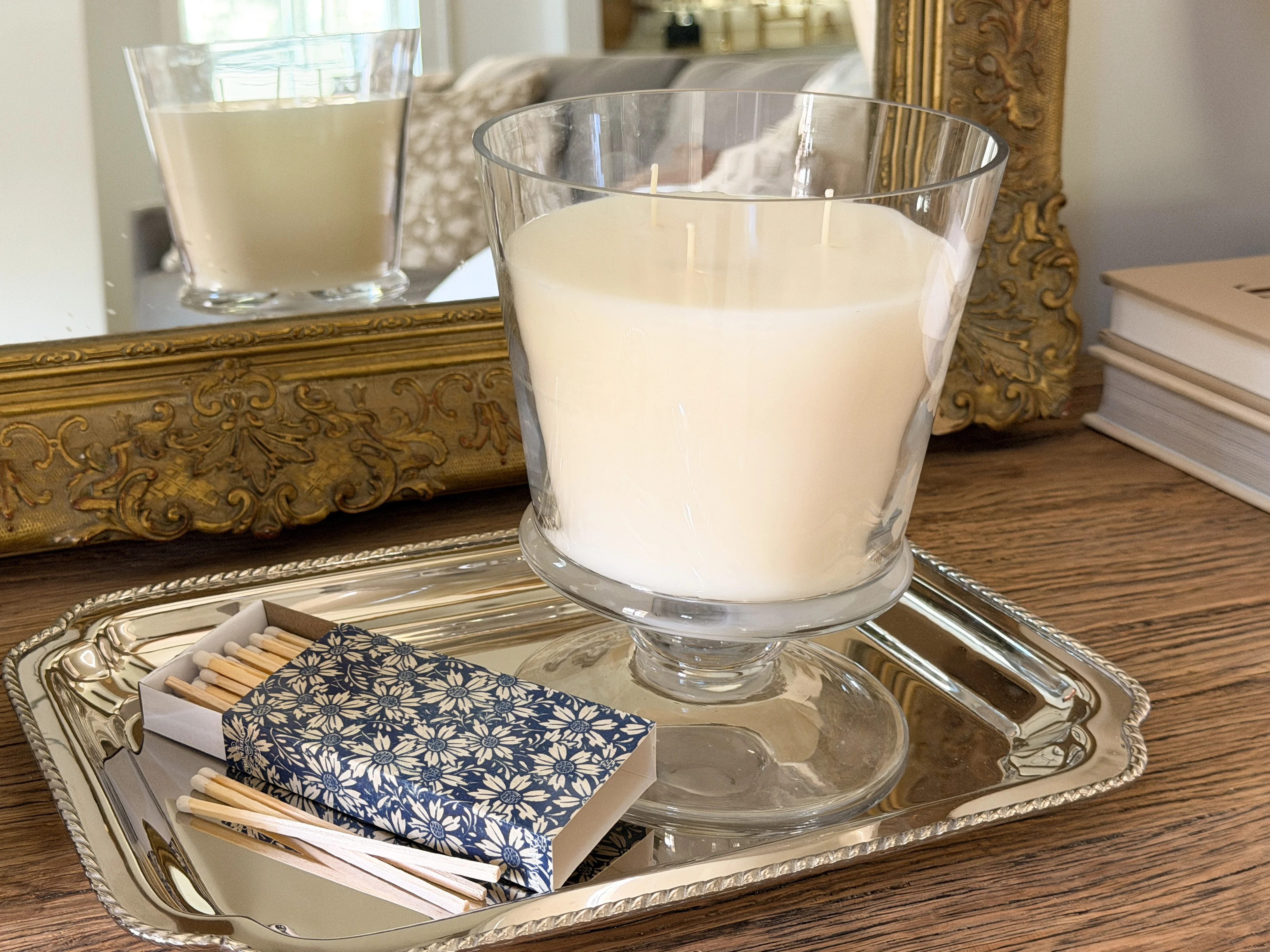 Geneva Glass Hurricane Candle | Cottage and Key