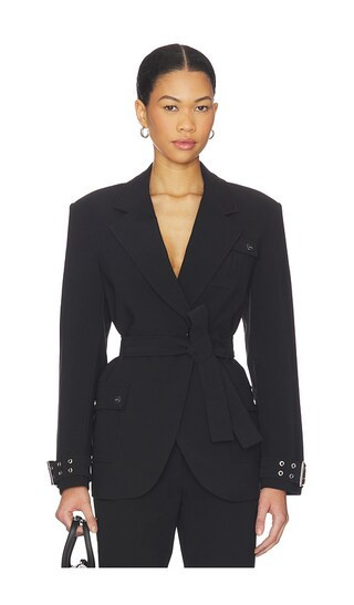 Ganni Future Twill Suitng Blazer in Black. - size 34 | Revolve Clothing (Global)